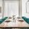 dining room wooden table in a modern room and with nearness to the living room