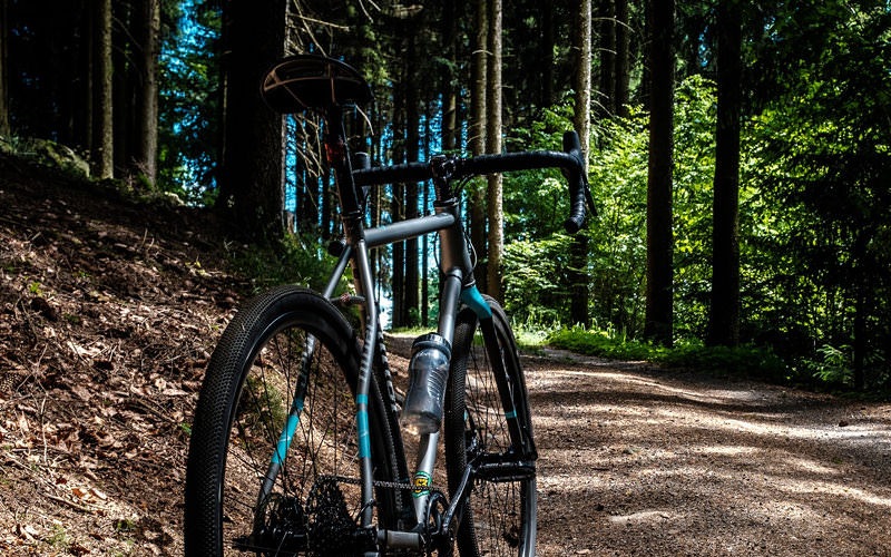 bicycle on bike trail in the woods